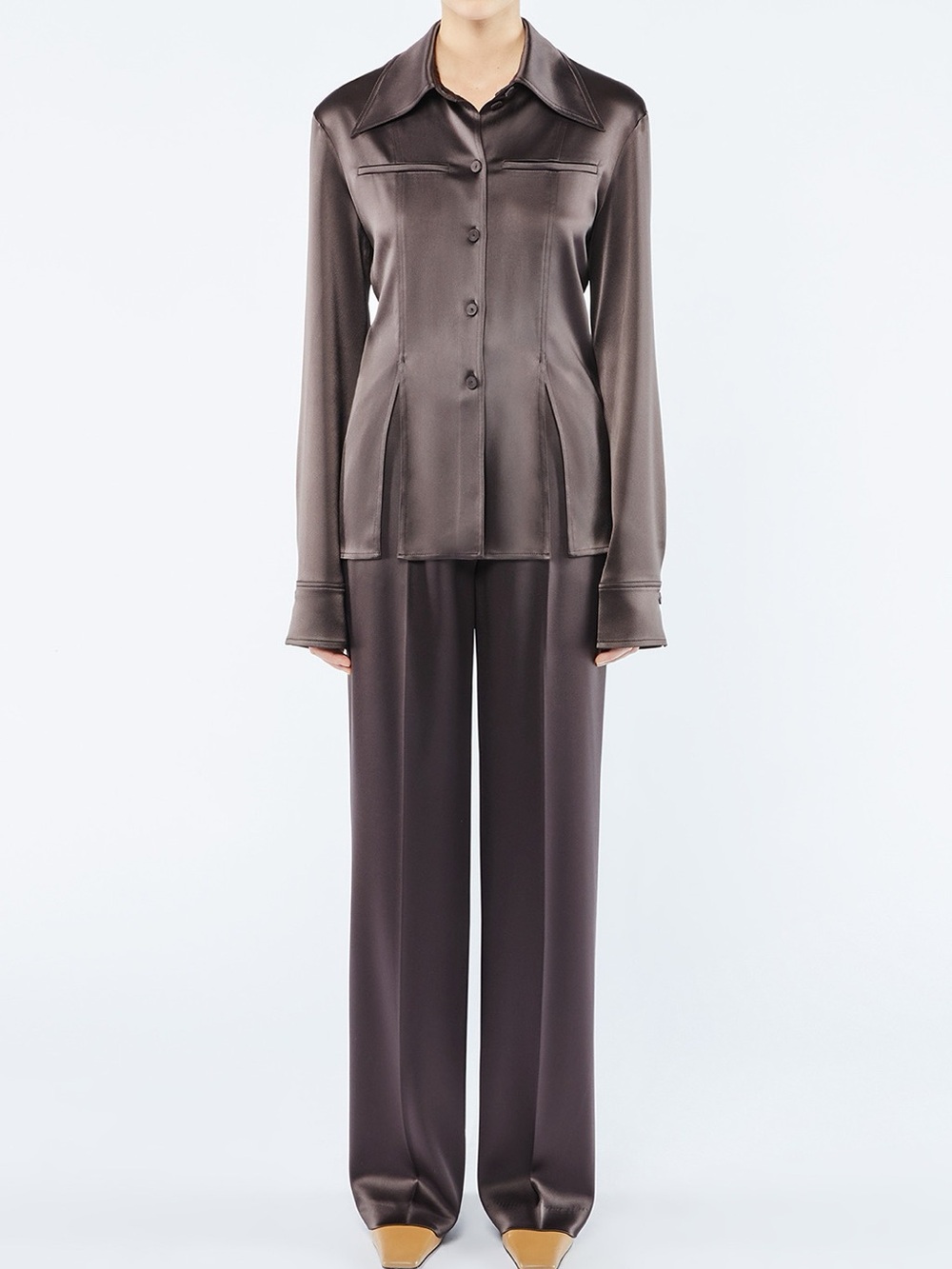 Nanushka Brown Satin Set S